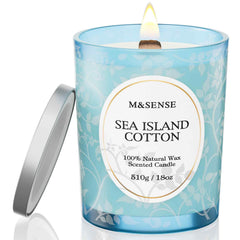 M&SENSE Sea & Cotton candle in matte jar, front view