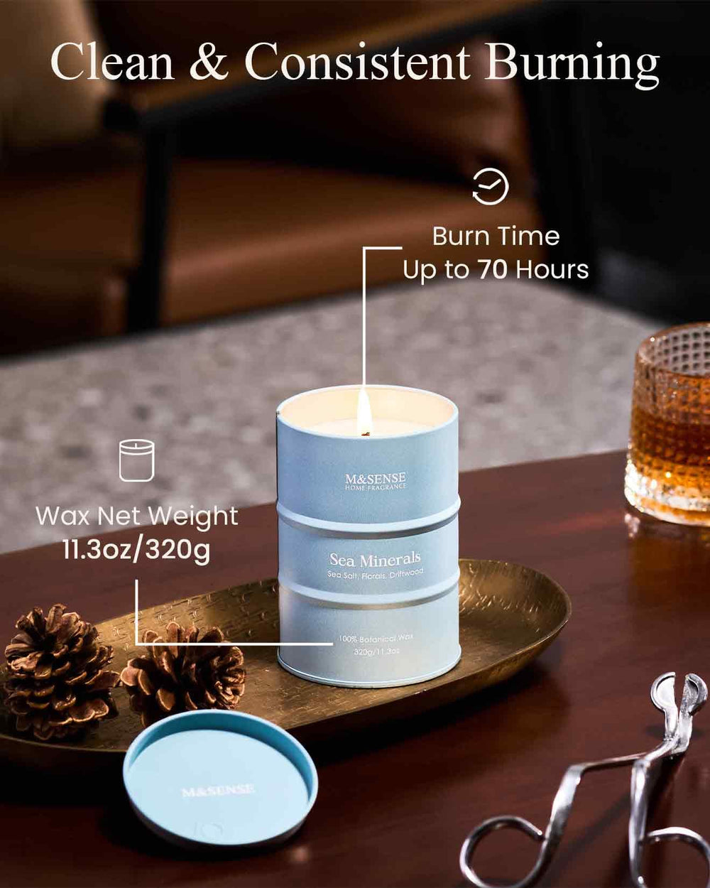 Elegant gift box packaging for M&SENSE Ocean candle