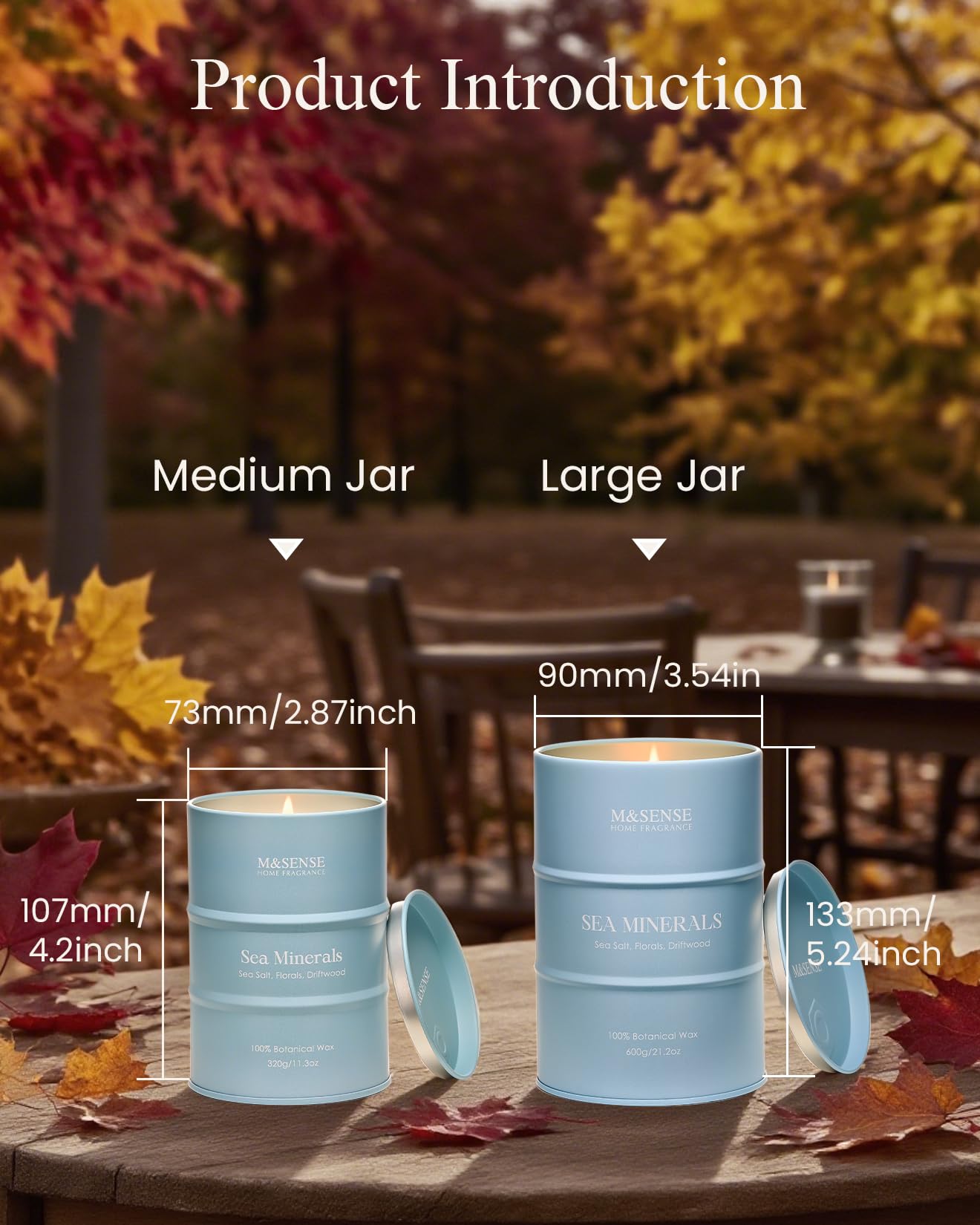 Candle tin showing 11.3oz / 600g size