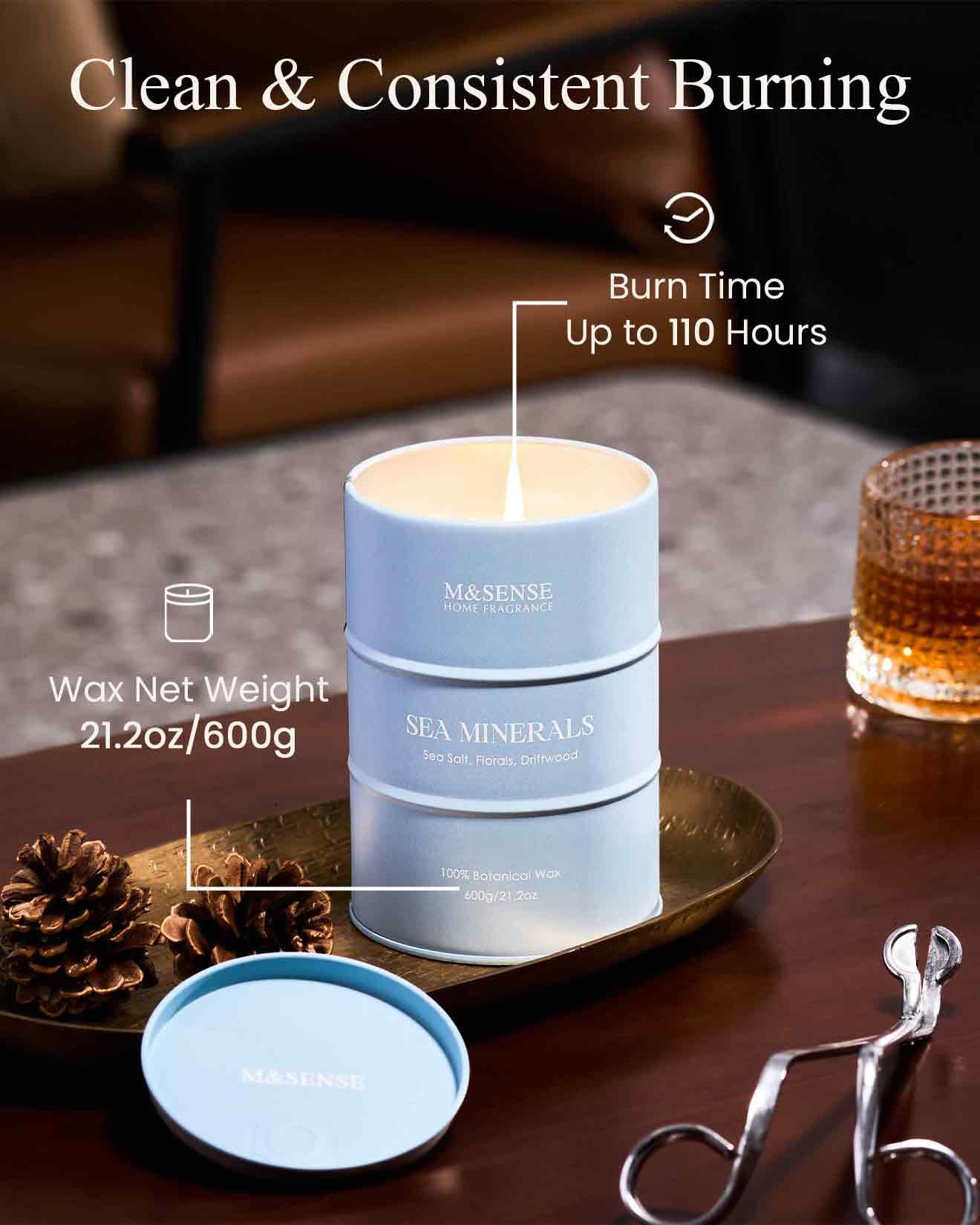 Candle emitting a room-filling aroma for relaxation