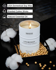 Close-up of natural wax surface on Litchi Fizzy candle