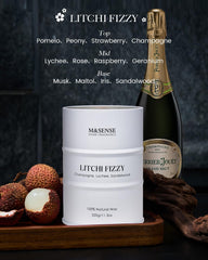 Front view of M&SENSE Litchi Fizzy candle 11.3oz