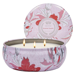 M&SENSE Strawberry Poundcake 3-wick soy candle tin – front view