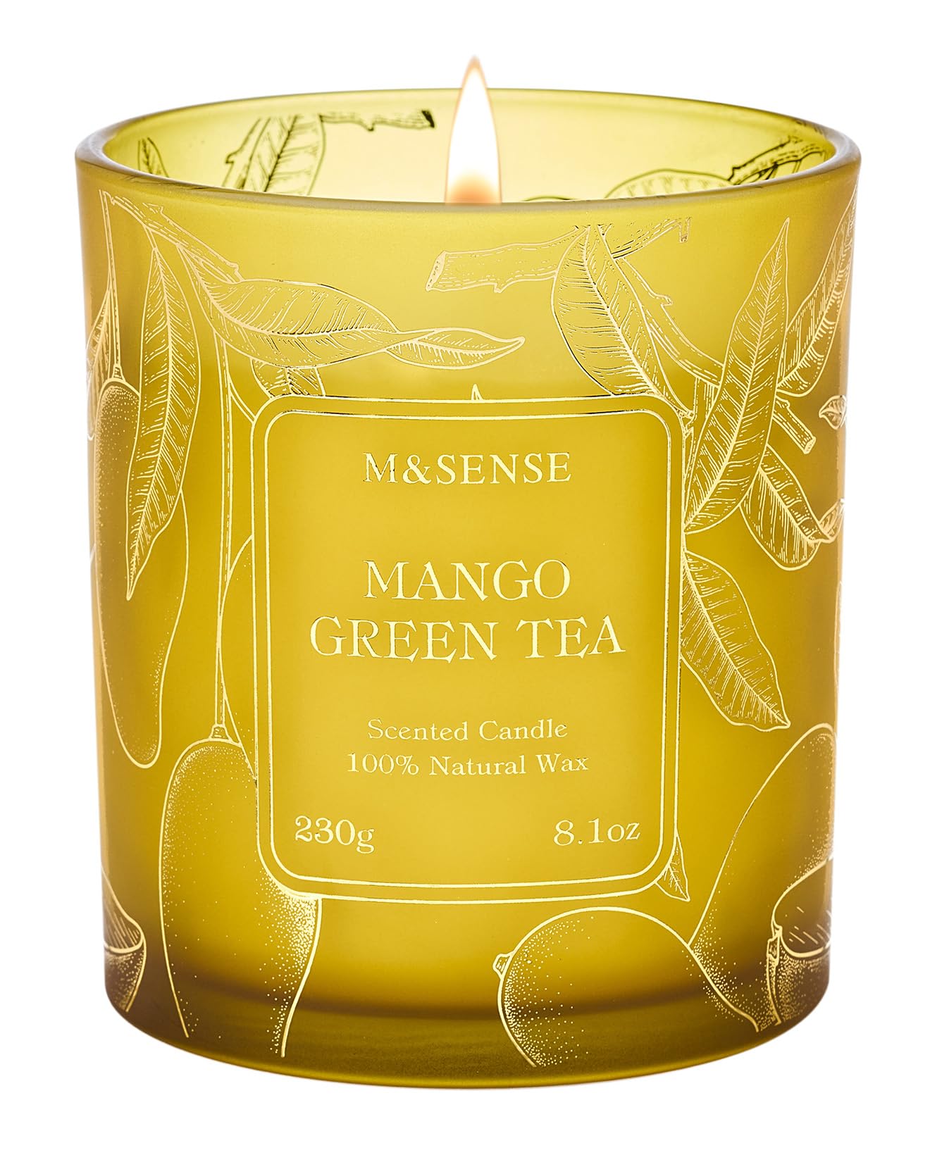 M&SENSE Mango Green Tea scented candle – 8.1oz vegan soy wax jar