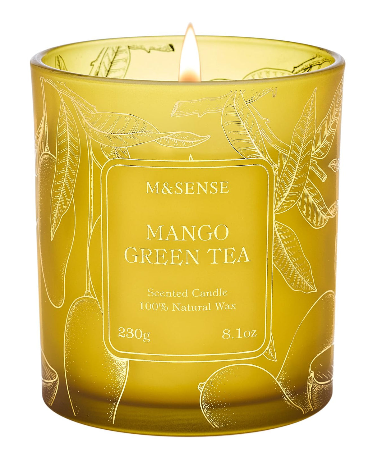 M&SENSE Mango Green Tea scented candle – 8.1oz vegan soy wax jar