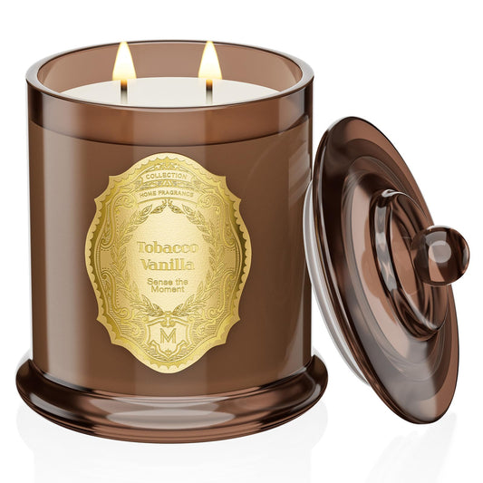 M&SENSE Tobacco Vanilla candle in a 12.7oz soy jar