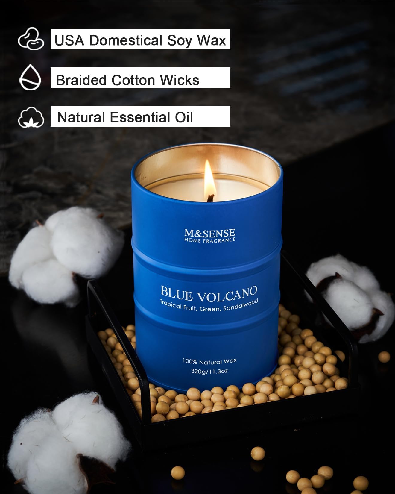Elegant gift box packaging for M&SENSE Tropical Fruit candle