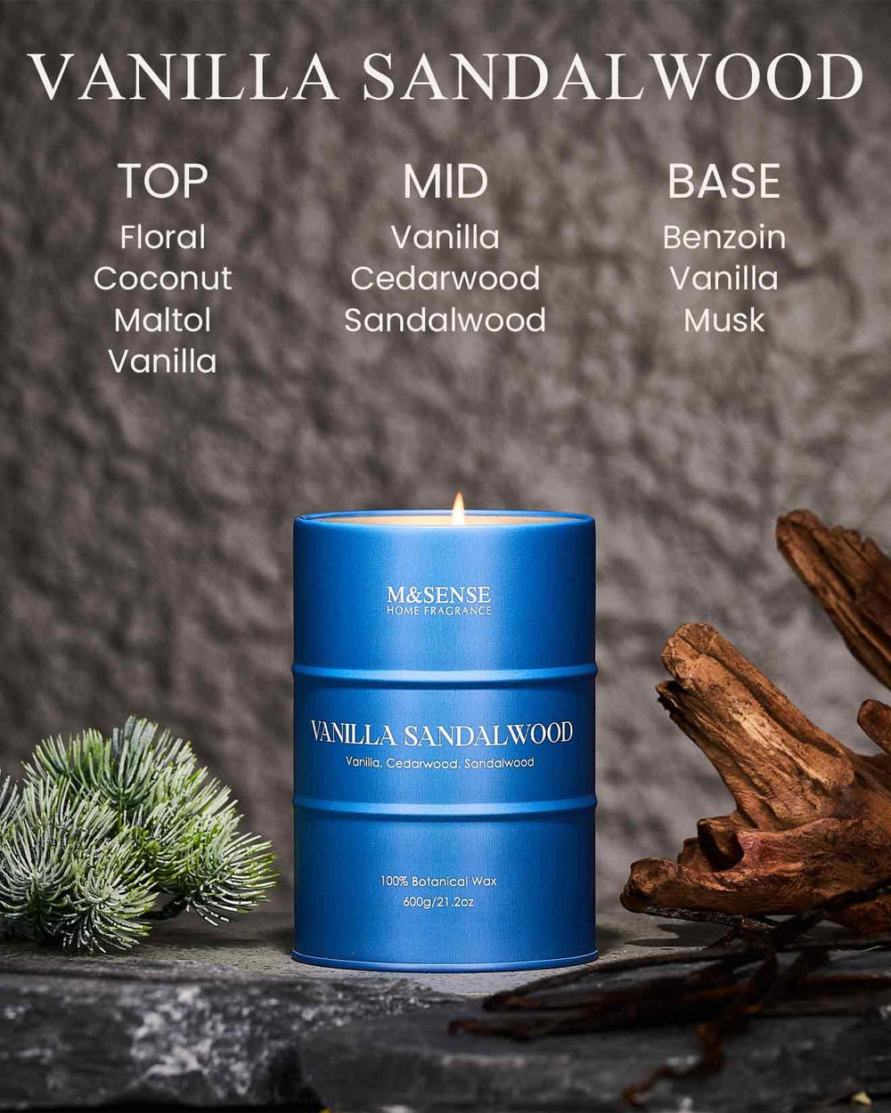 Close-up of natural soy-palm wax blend candle