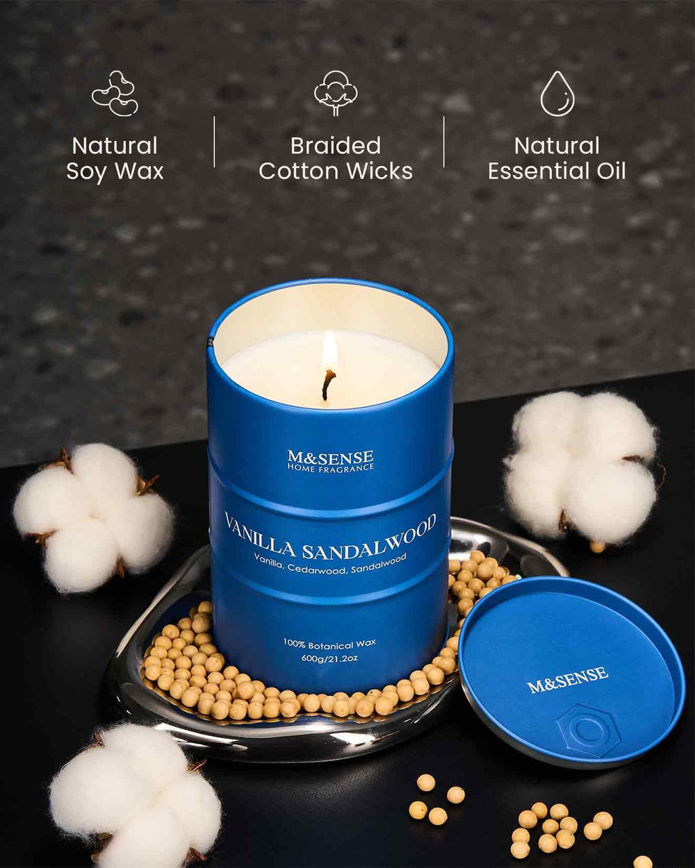 Lead-free cotton wick and even burn demonstration
