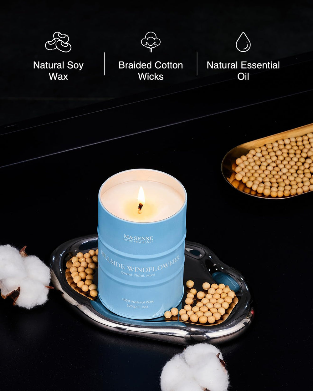 Fragrance throw of floral White Flowers candle
