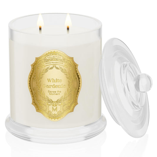 M&SENSE White Gardenia Candle in a gem-like jar, 2-wick, 12.7 oz