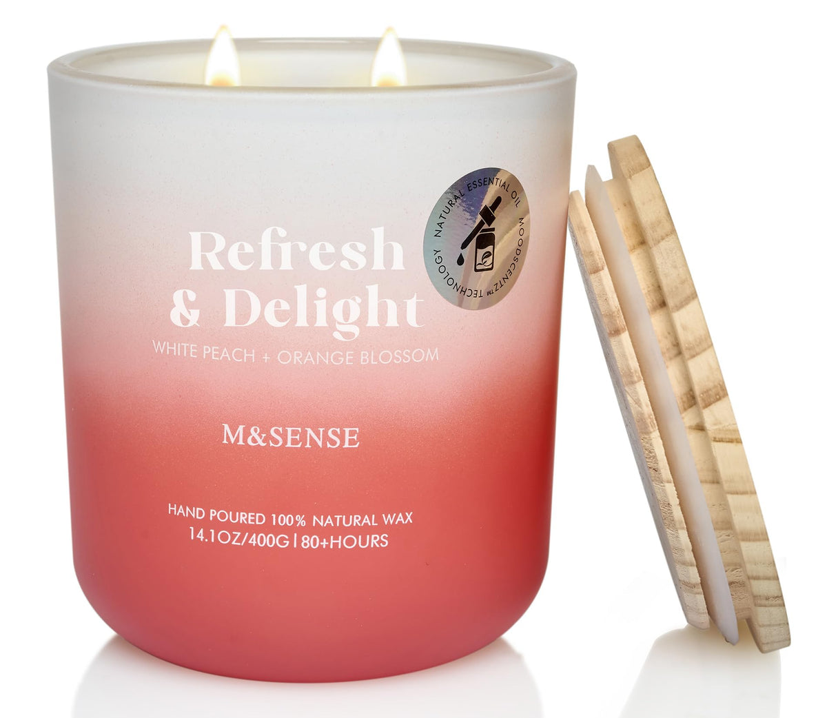 M&SENSE White Peach & Orange Blossom candle in glass jar - front view