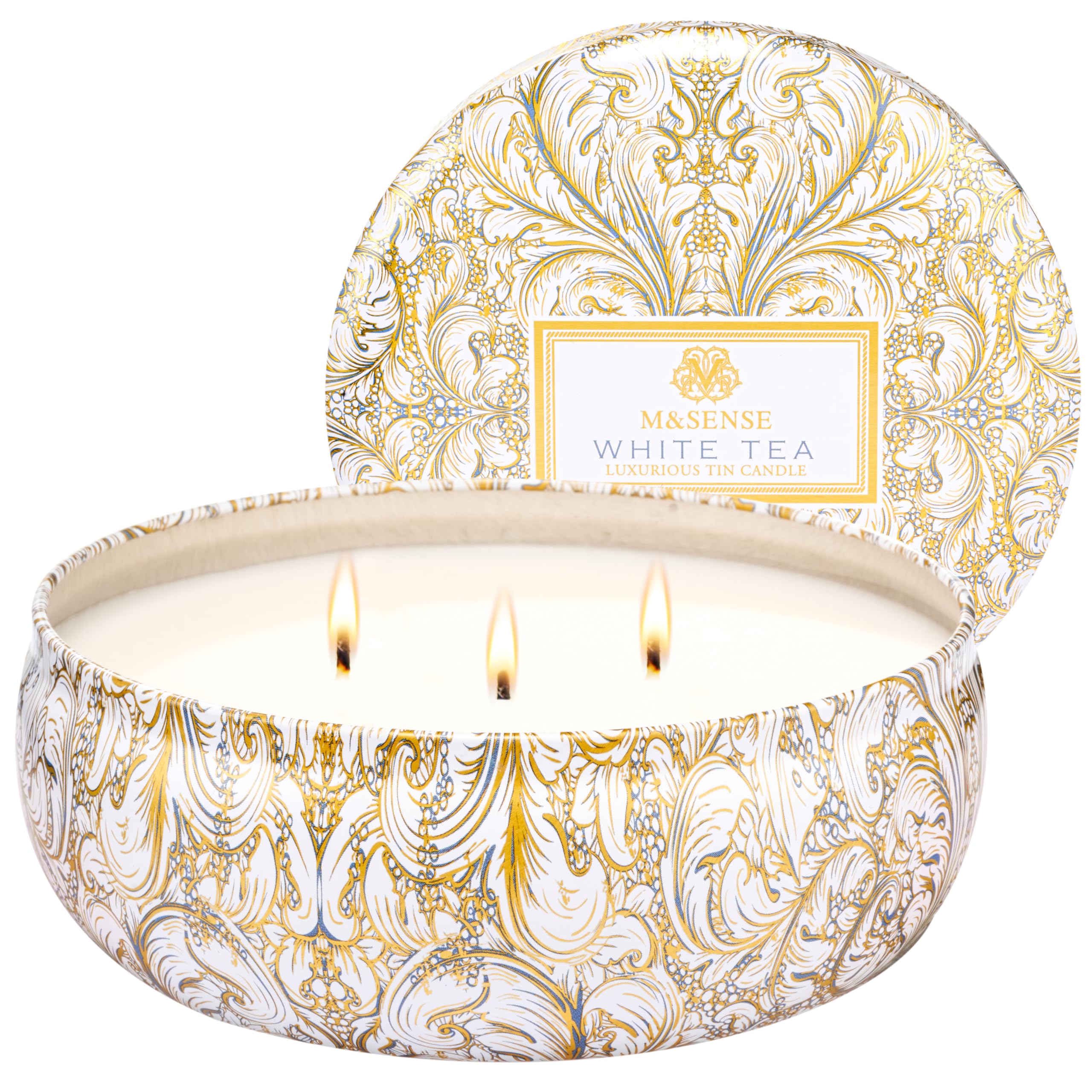 M&SENSE White Tea 12oz 3-wick soy tin candle