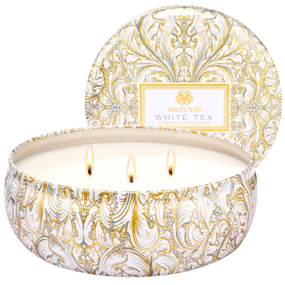 M&SENSE White Tea 12oz 3-wick soy tin candle
