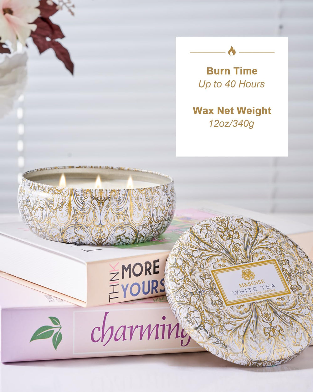 M&SENSE White Tea candle burn time 40-50 hours