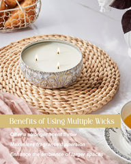 Even burn with three wicks in M&SENSE White Tea candle