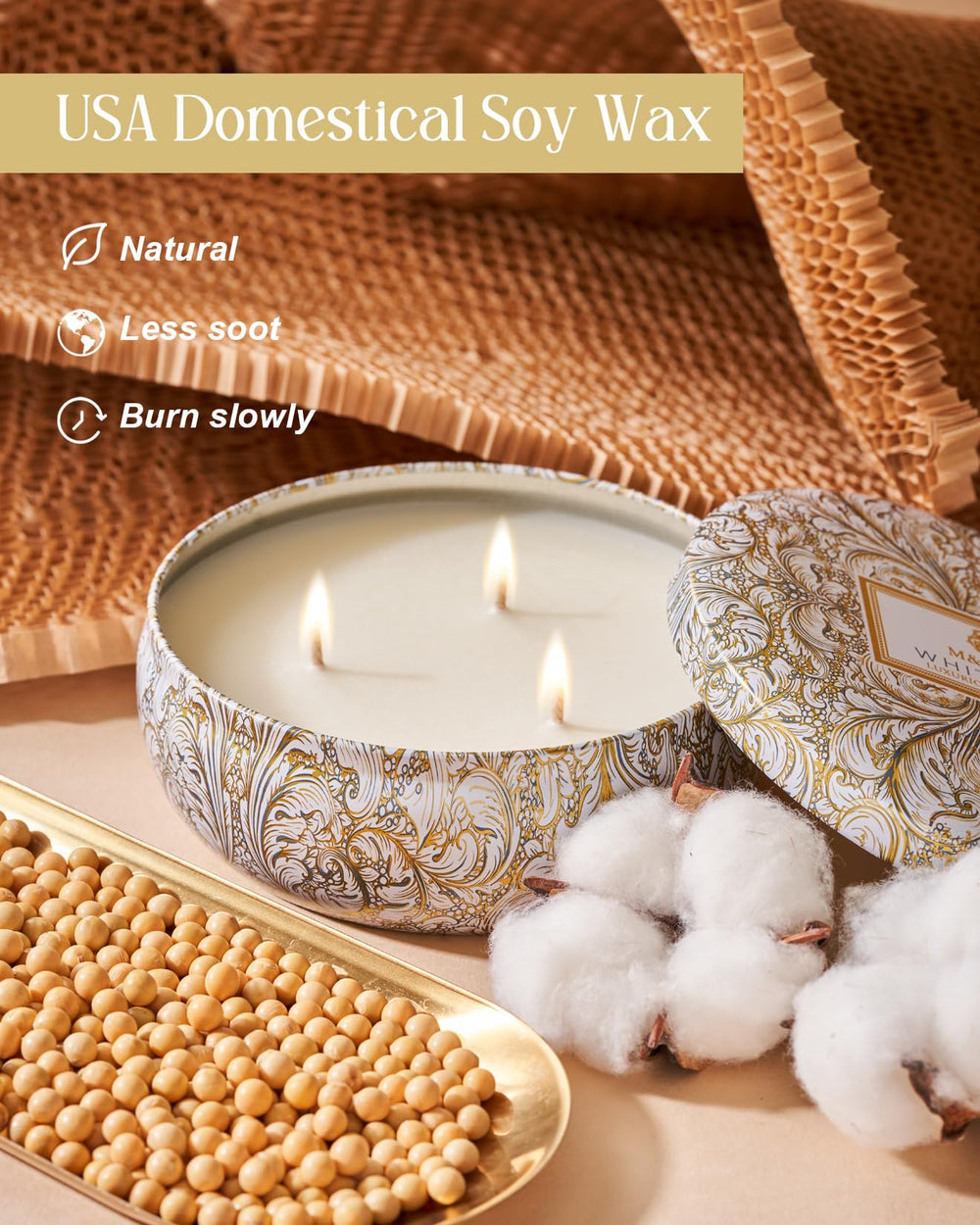 Floral pattern on M&SENSE White Tea tin