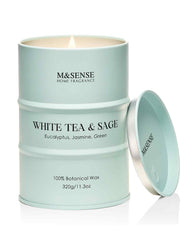 M&amp;SENSE White Tea Sage scented candle in a tin 11.3oz