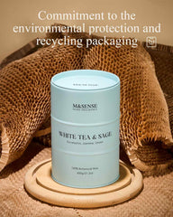 Room ambiance with White Tea Sage scented candle burning