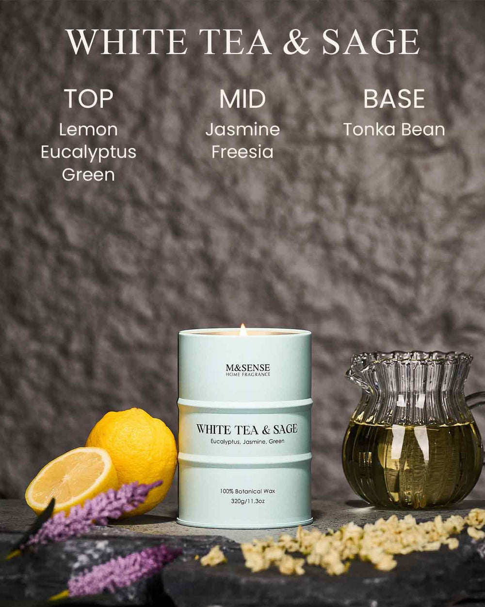 Close-up of natural soy-palm wax blend candle