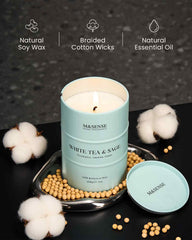 Lead-free cotton wick close-up from M&SENSE White Tea Sage candle