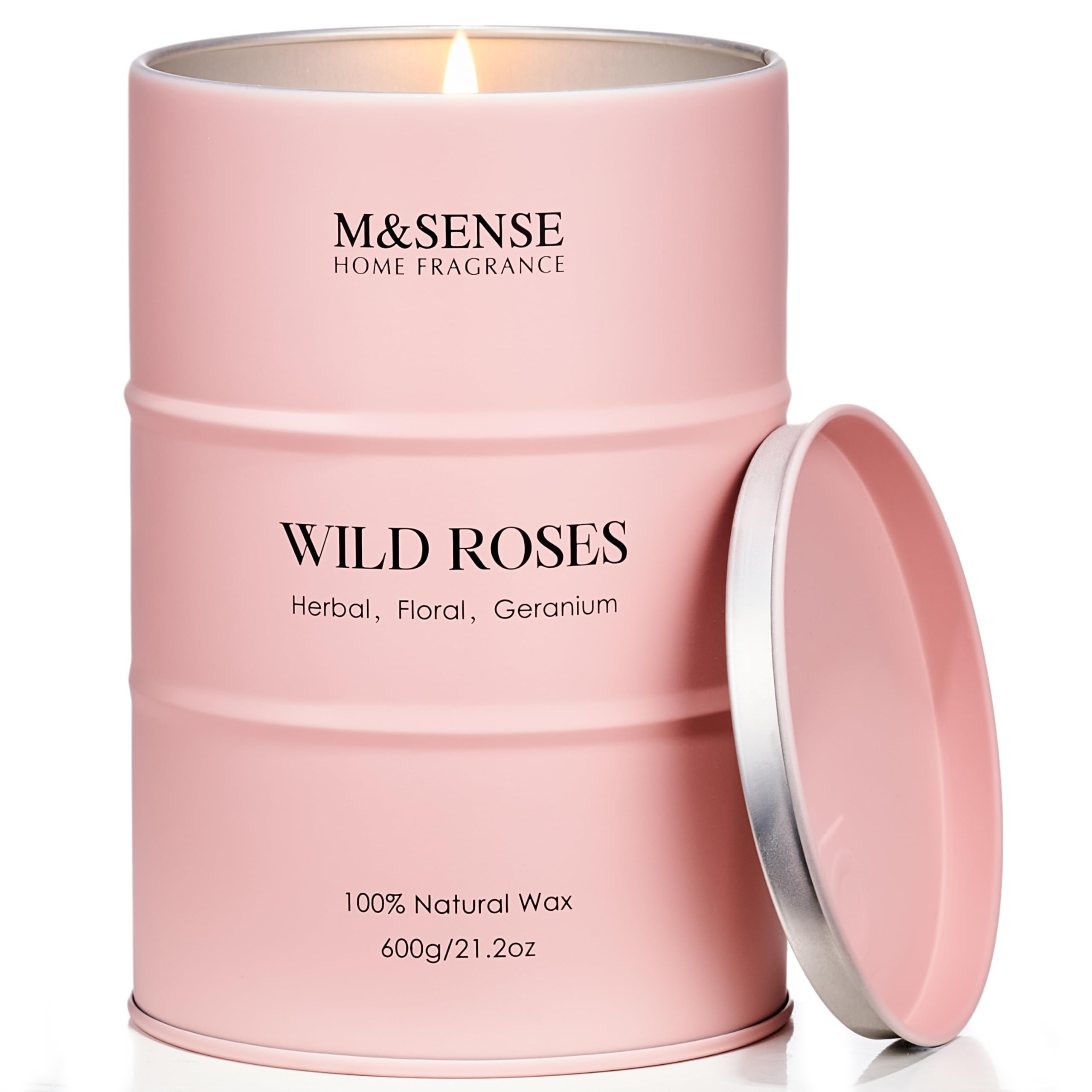 MSENSE Wild Rose candle tin with natural soy-palm wax blend