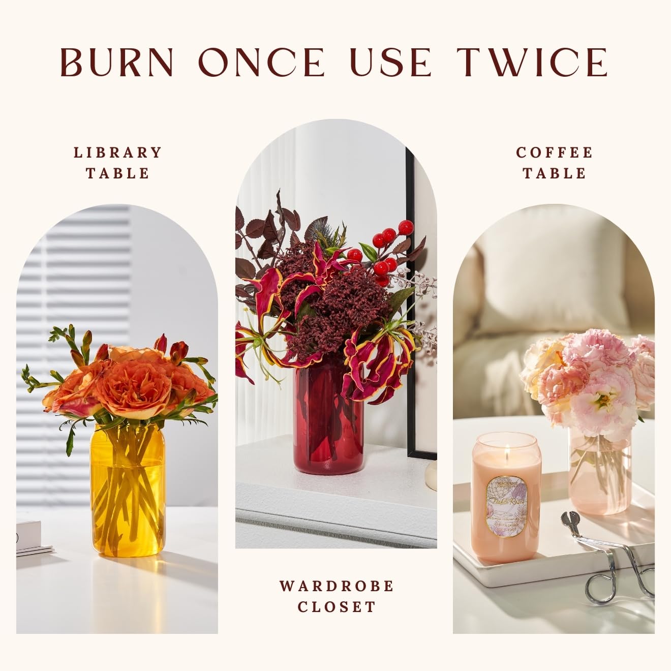 Reusable recyclable glass jar candle design