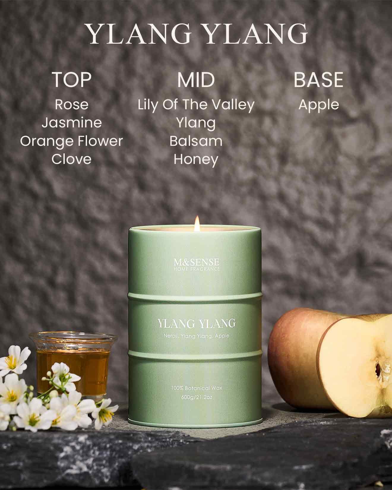 Close-up of the lead-free wick in M&SENSE Ylang Ylang candle