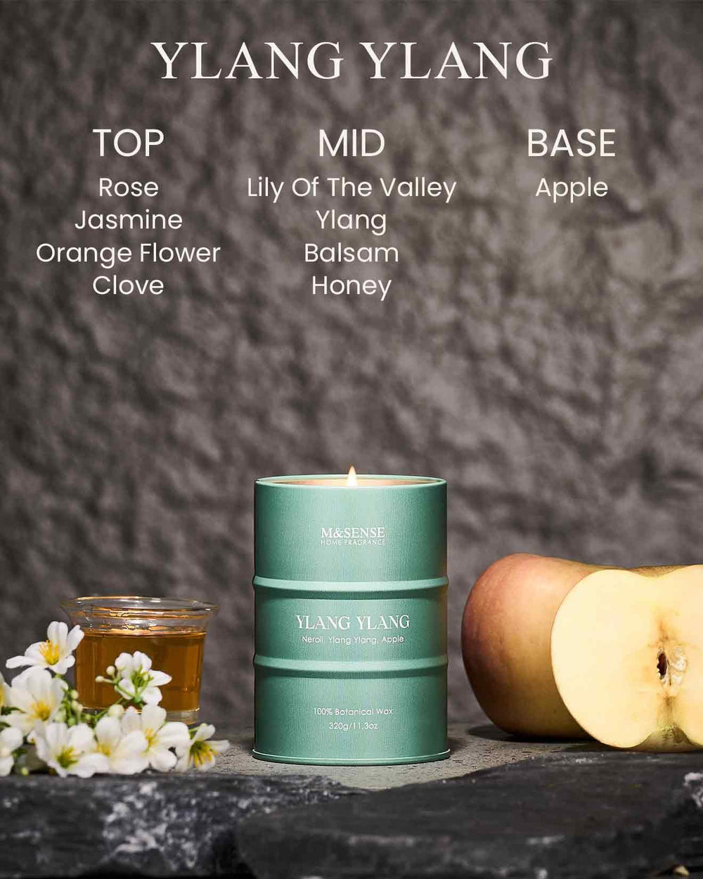 Close-up of natural soy blend wax inside M&SENSE candle