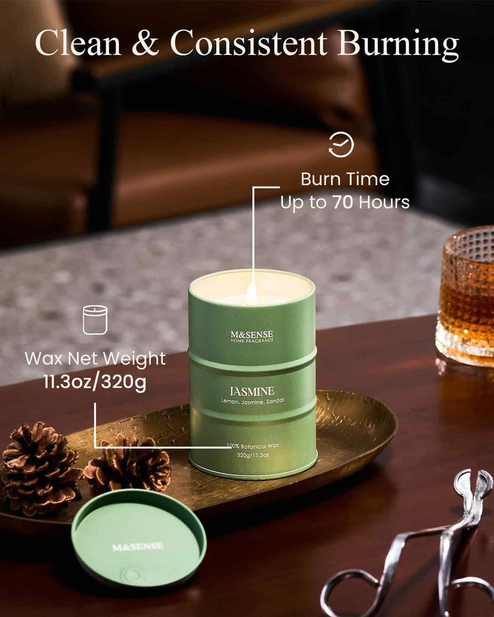 Lead-free cotton wick burning cleanly