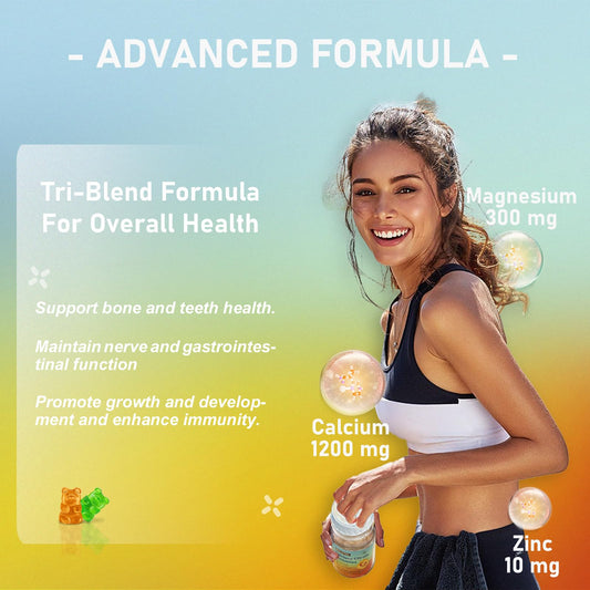 Back panel of MSLOTAL Calcium Citrate Gummies bottle showing supplement facts