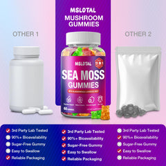 Herbal wellness concept featuring sea moss gummies and natural ingredients