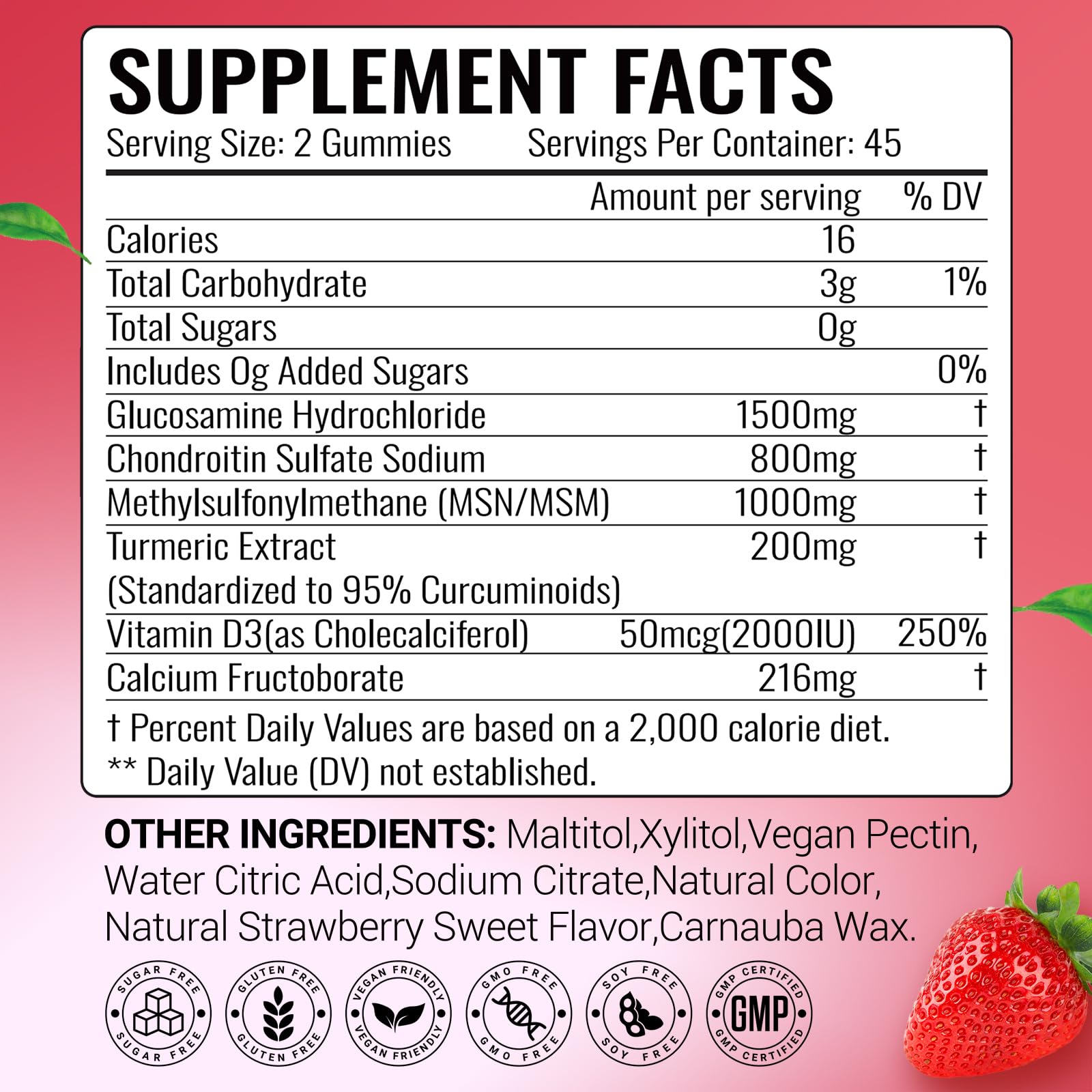 Gluten-free, vegan, and non-GMO joint support gummies