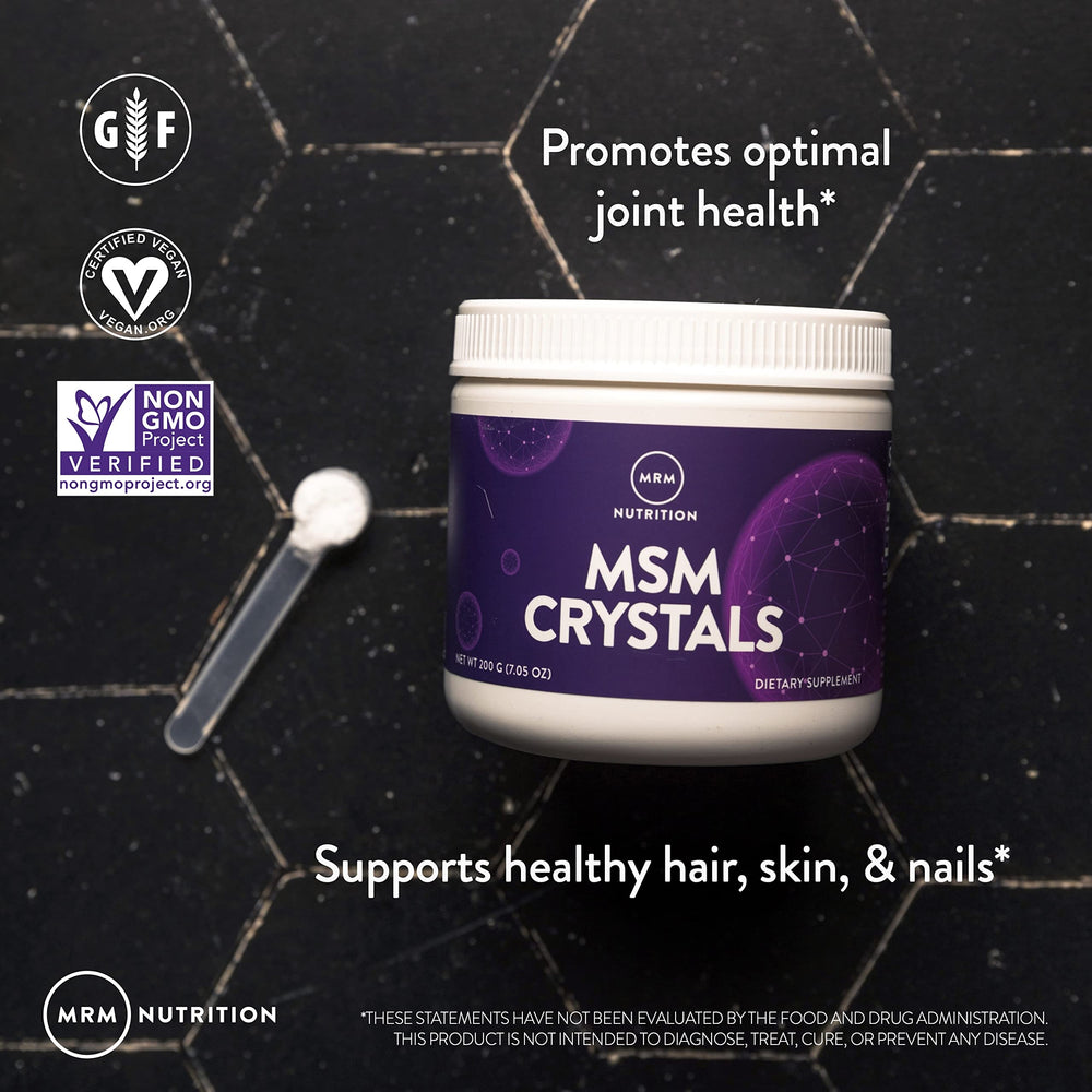 Vegan, gluten-free MSM crystals supplement with 200 servings
