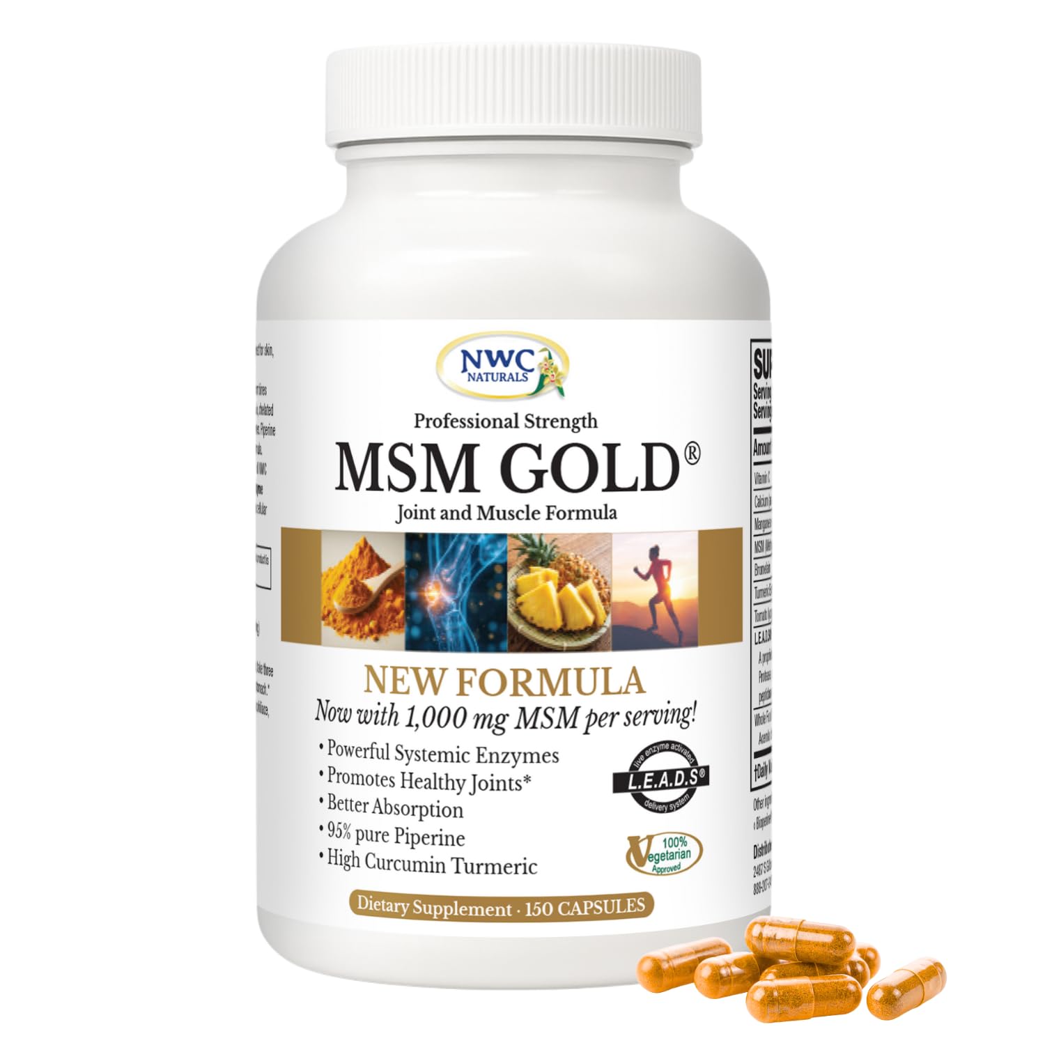 NWC Naturals MSM Gold bottle with 150 capsules