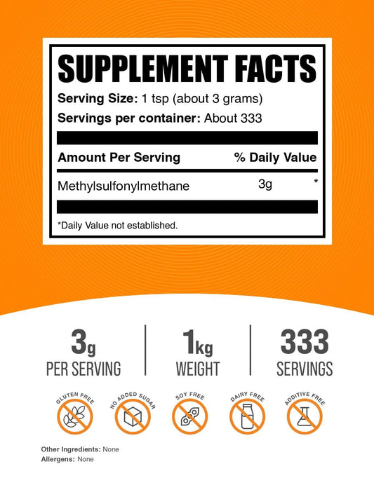 Unflavored, gluten-free MSM powder