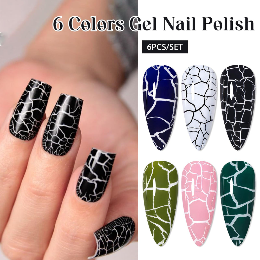 MSRUIOO blue crackle gel adds dramatic contrast on a black base for a striking look.