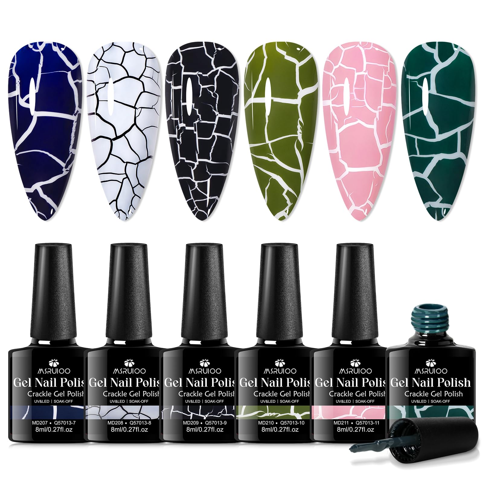 MSRUIOO crackle gel dries in minutes, ideal for quick home nail art.