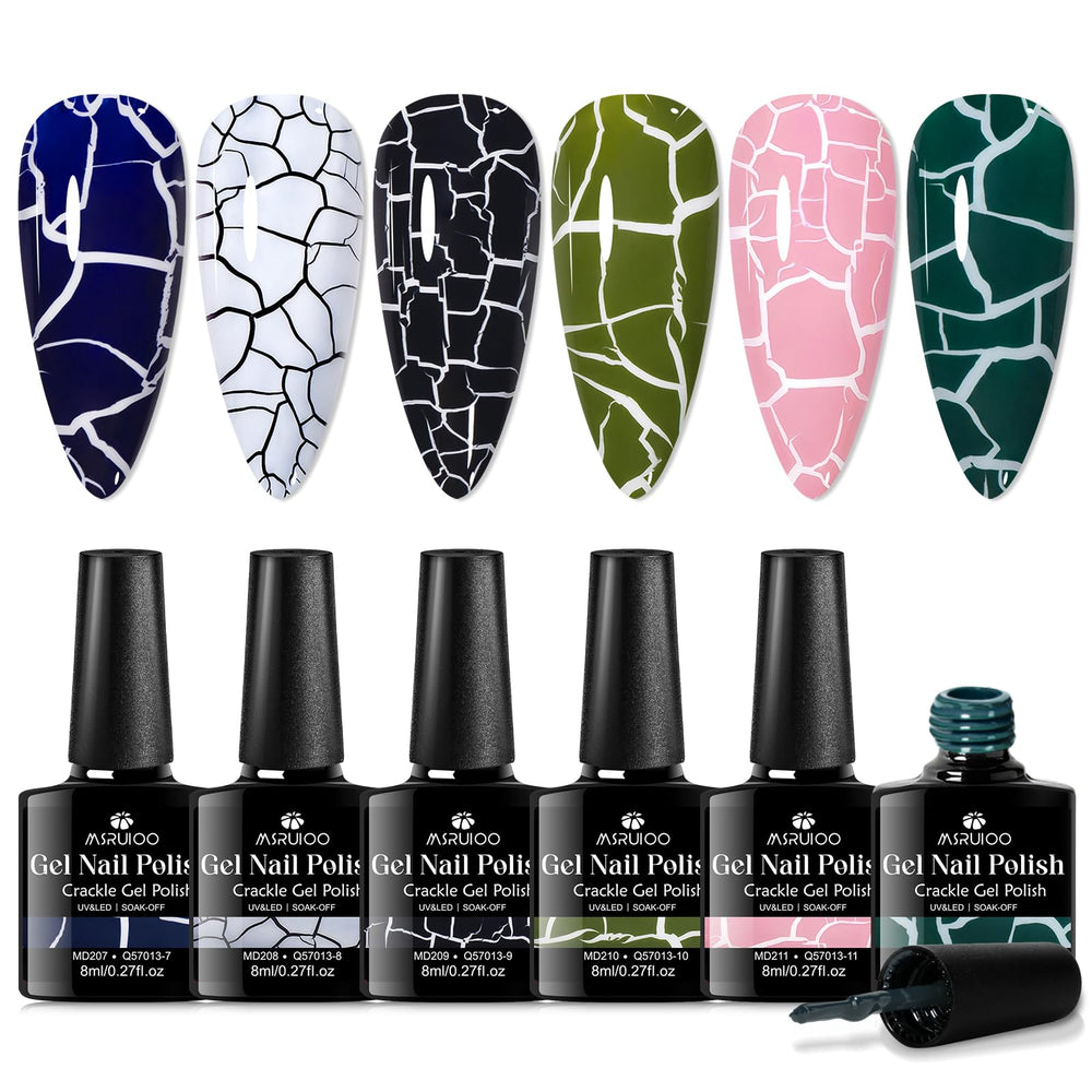 MSRUIOO crackle gel dries in minutes, ideal for quick home nail art.