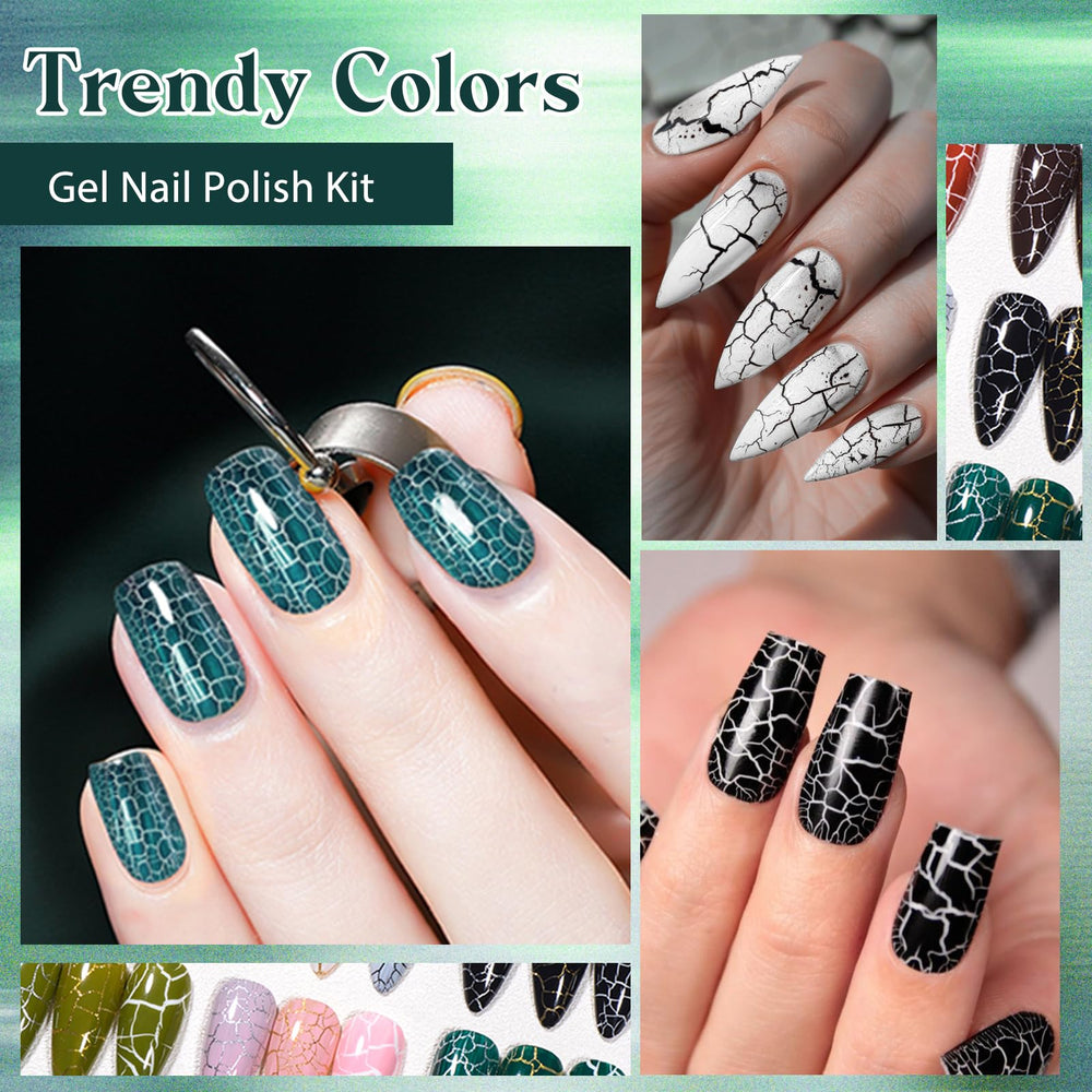 MSRUIOO crackle nail design set enables easy DIY patterning with top coat.