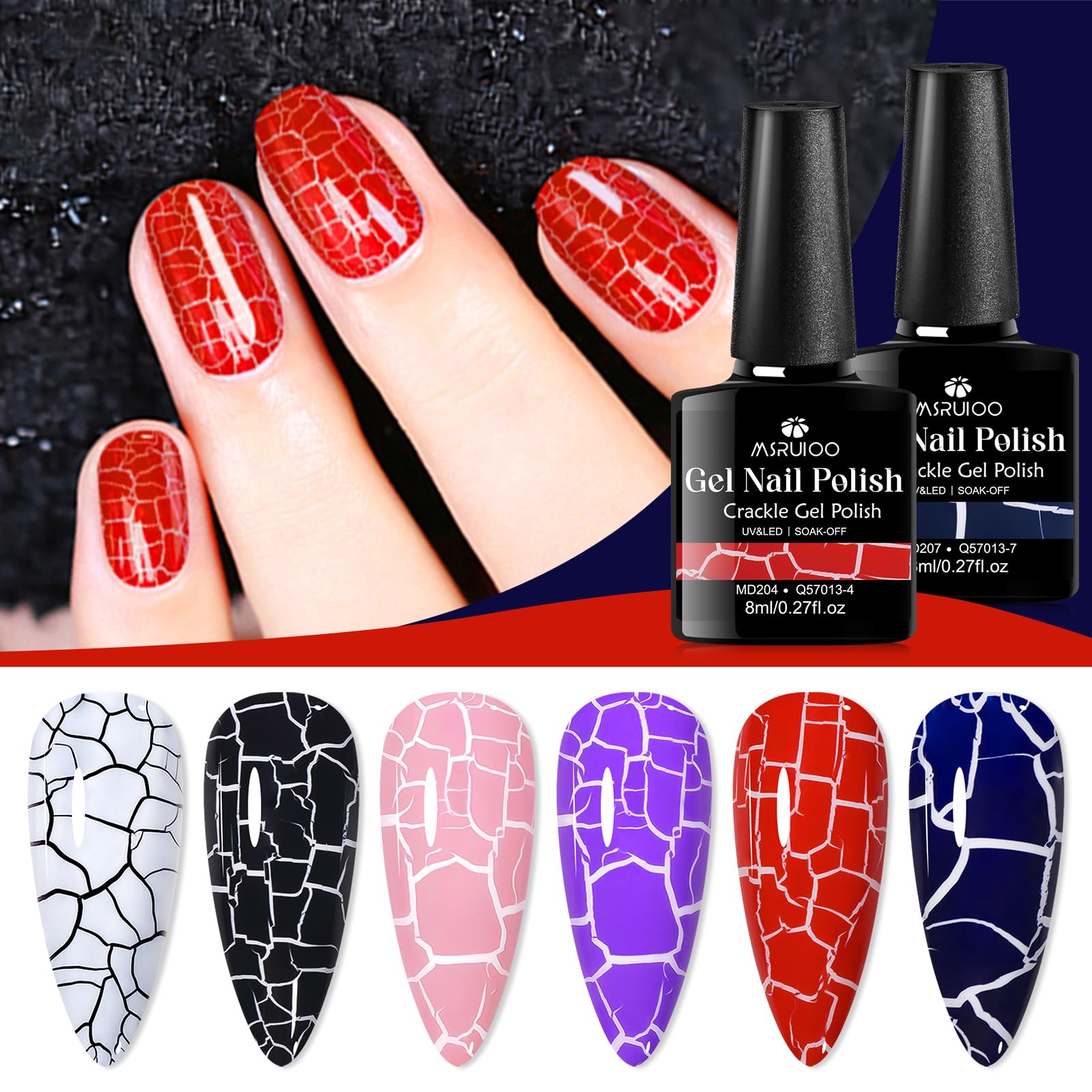MSRUIOO black crackle gel with white base for dramatic design.
