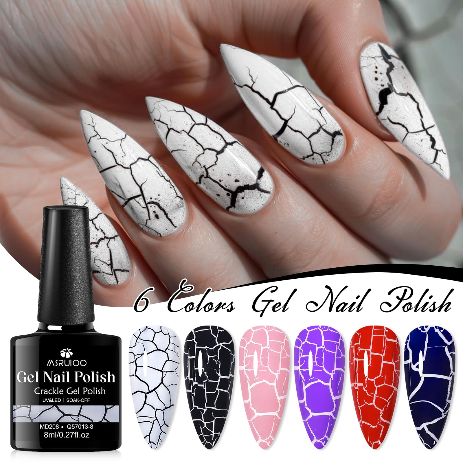 MSRUIOO blue crackle gel adds bold texture and contrast.