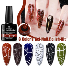 MSRUIOO crackle polish on nails demonstrates bold color and dramatic crackle texture.