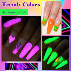 MSRUIOO neon shades swatches show luminous effects in dim light.