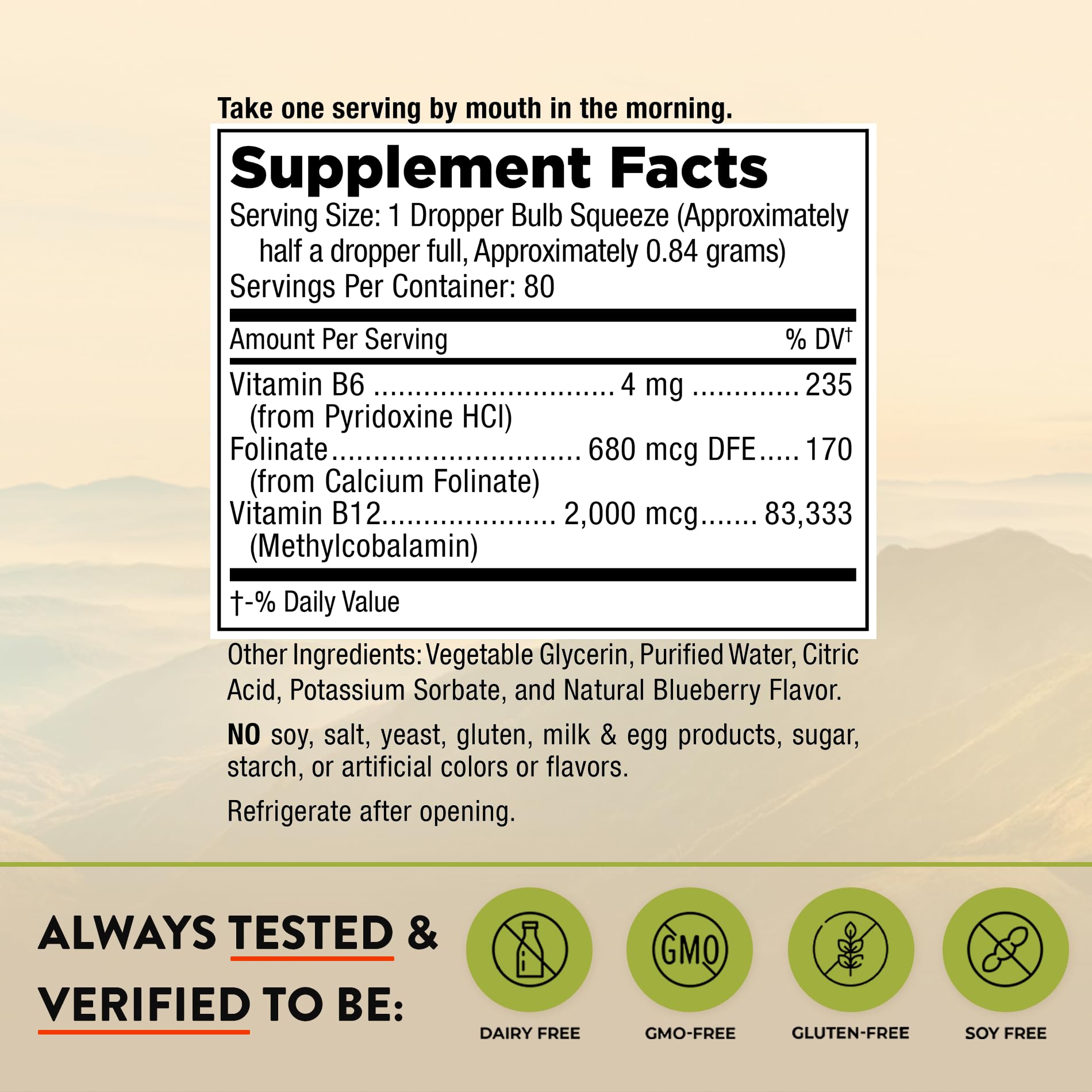 Vegan sublingual B12 liquid drops with dropper