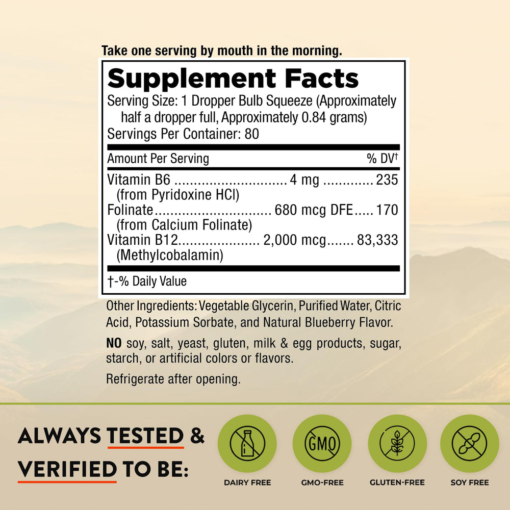 Vegan sublingual B12 liquid drops with dropper