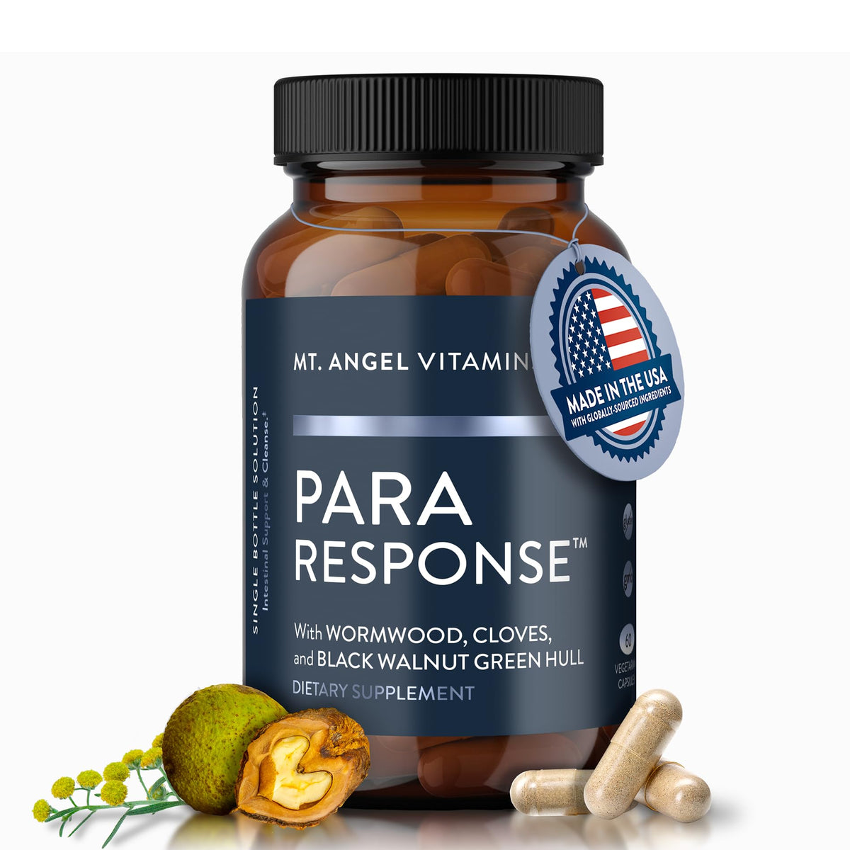 Para Response bottle and packaging from Mt. Angel Vitamins
