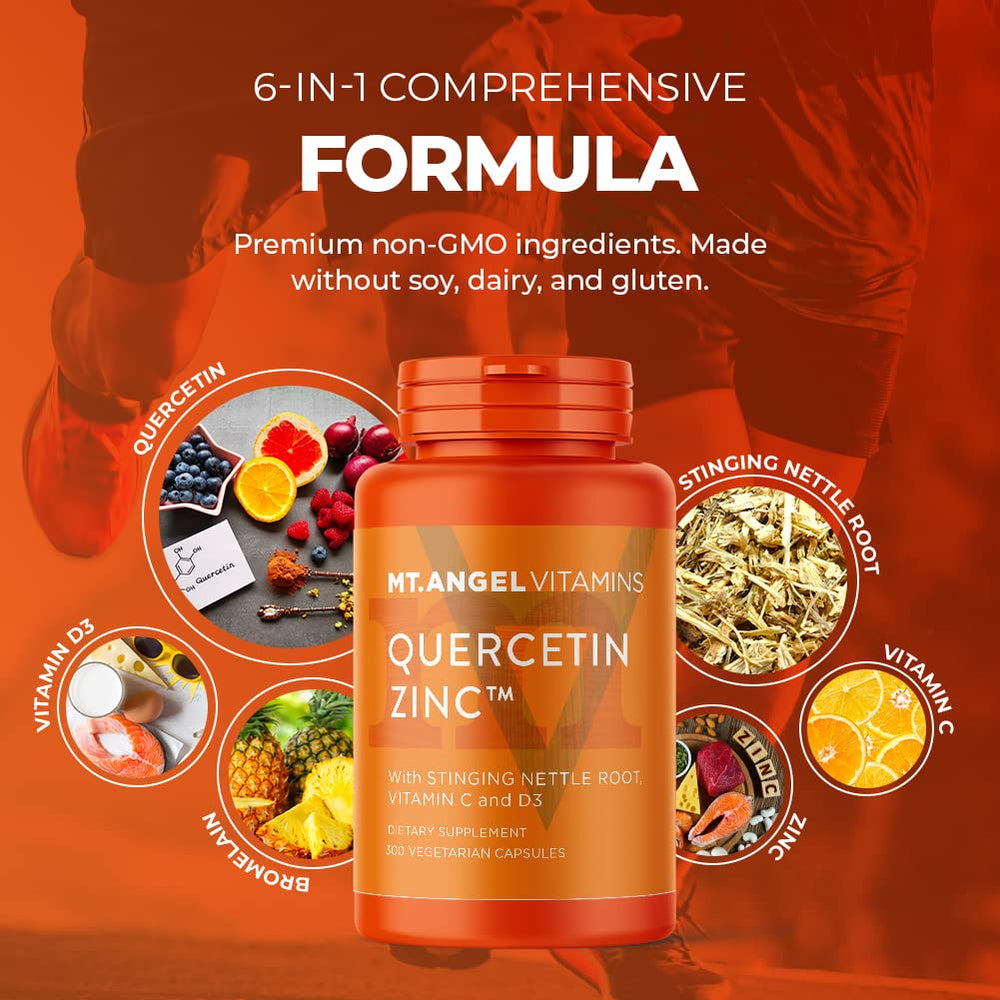 Mt. Angel Vitamins vitamin C and D3 bottle highlights essential support for daily vitality.