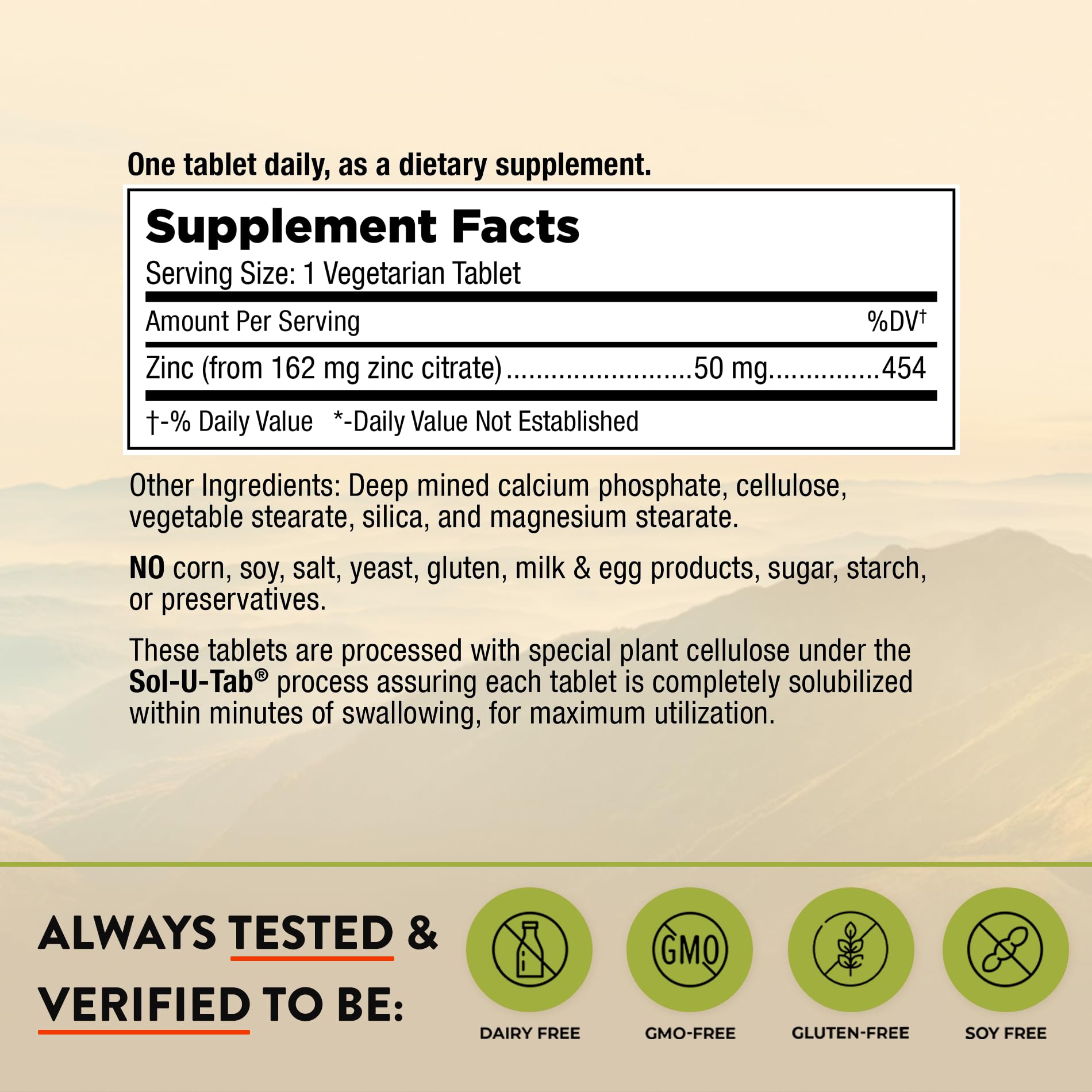 Zinc Citrate 50mg tablets hero shot