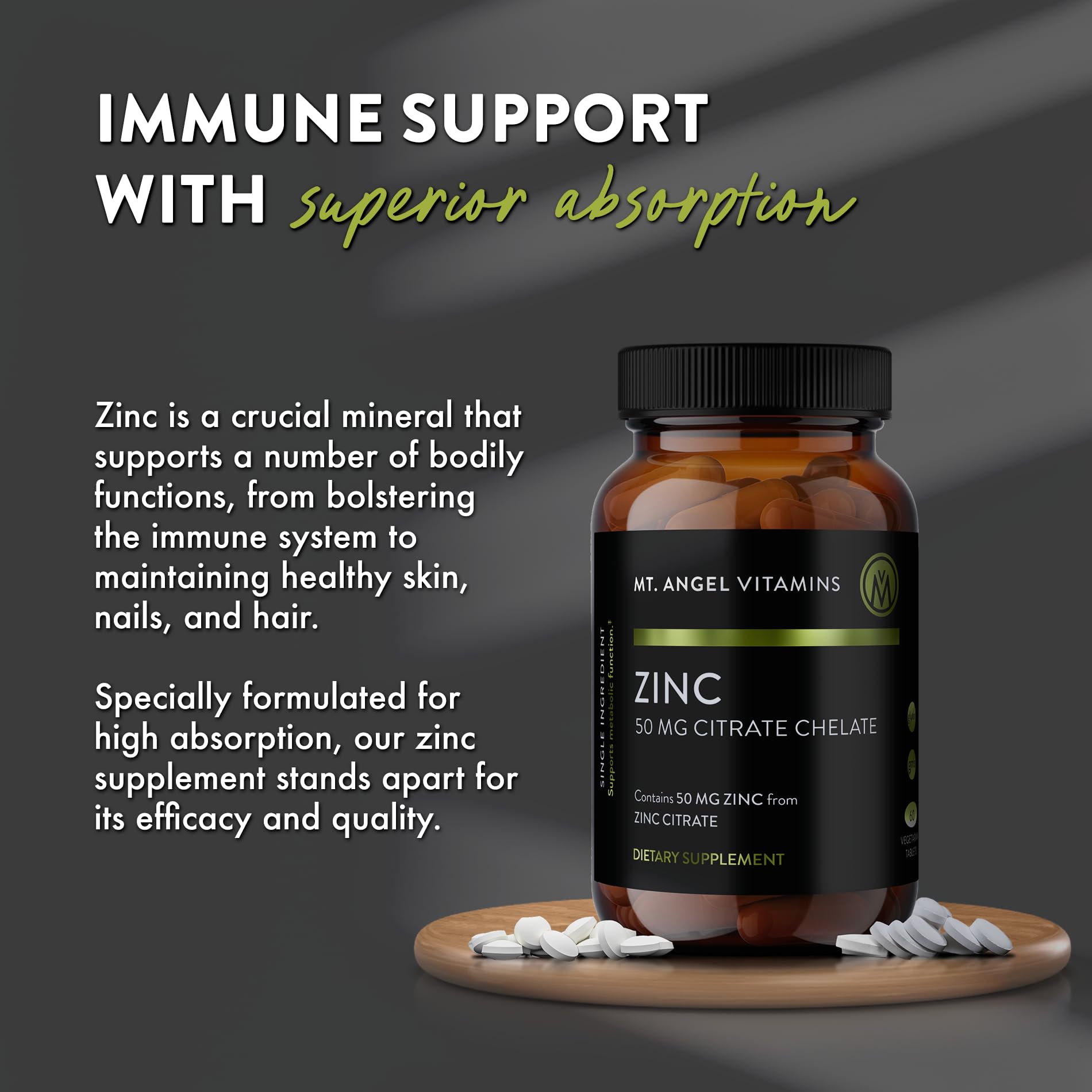 Zinc Citrate 50mg tablets with smooth texture